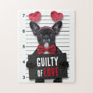 Schuldige Liebe Mugshot Dog Funny Valentine's Day Puzzle