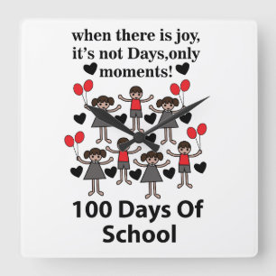 Schule 100 Schultage Quadratische Wanduhr