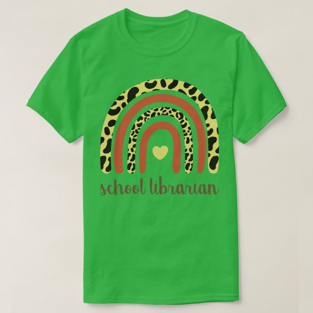 Schule Bibliothekar II Leopard Printwerbung Regenb T-Shirt (Design vorne)