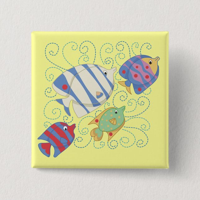 Schule der Fisch-T - Shirts und der Geschenke Button (Vorderseite)