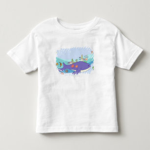 Schule der Fische, die in der Unterwasserstadt Kleinkind T-shirt