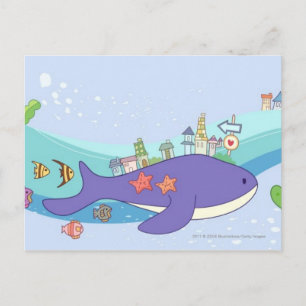 Schule der Fische, die in der Unterwasserstadt Postkarte