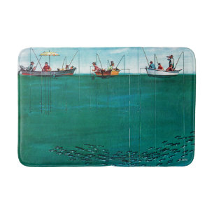 Schule der Fische unter Linien durch Thornton Utz Badematte