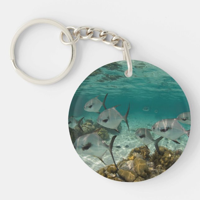 Schule der Permit-Fische Schlüsselanhänger (Vorderseite)