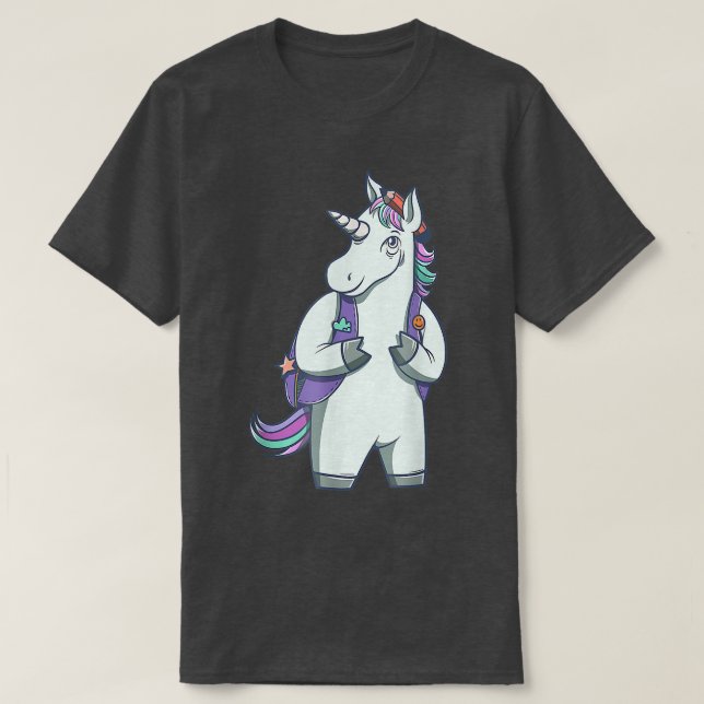 Schule Einhorn, magisch zurück zur Schule Uni T-Shirt (Design vorne)