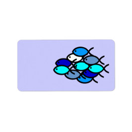 Schule für Christliche Fischzeichen - Blau - Adressaufkleber