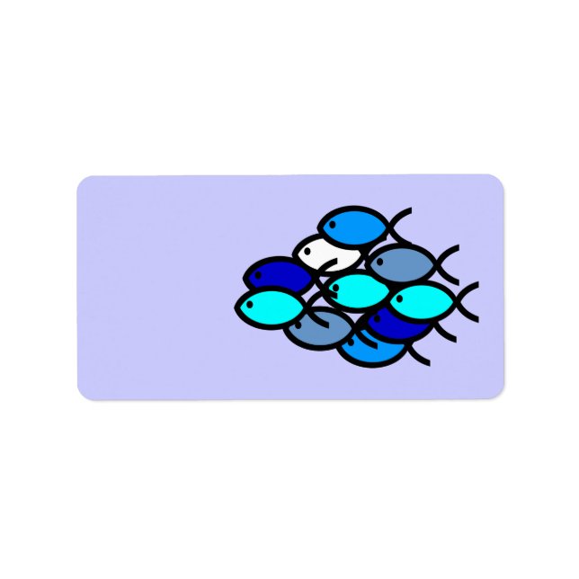 Schule für Christliche Fischzeichen - Blau - Adressaufkleber (Vorne)