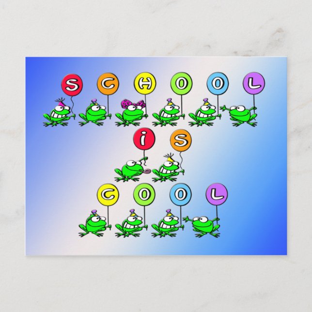 Schule ist Cool - Frosch Postkarte (Vorderseite)