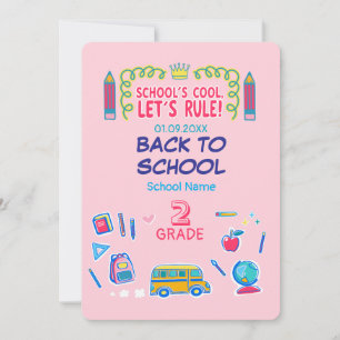 Schule ist cool, lasst uns die zweite Klasse zurüc Einladung