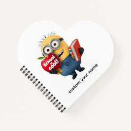Schule ist Cool | Minion mit Apfel Eigenname Notizbuch