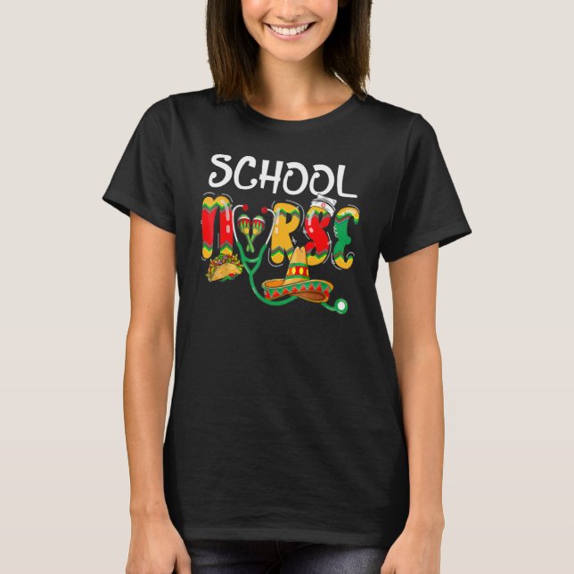 Schule Krankenschwester Mexikanisches Stethoskop C T-Shirt (Vorderseite)