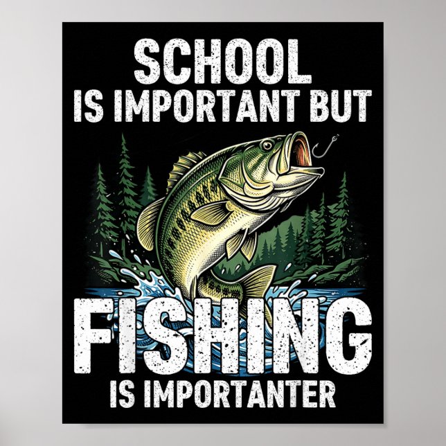 Schule wichtiges Fischen lustiger Fischer Männer K Poster (Vorne)