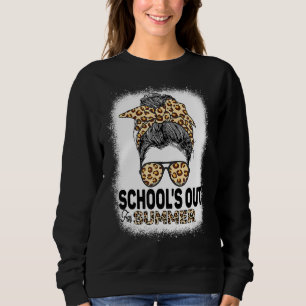 Schulen für den Sommer Lehrer Leopard Messy Bun B Sweatshirt
