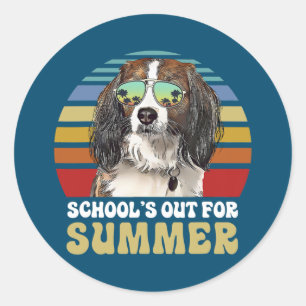 Schulen für den Sommer Nederlandse Kooikerhondje Runder Aufkleber