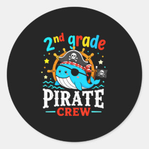 Schüler der 2. Klasse Piratencrew Wal Lehrer Runder Aufkleber