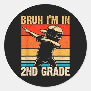 Schüler der zweiten Klasse Dabbing Junge Bruh Ich  Runder Aufkleber