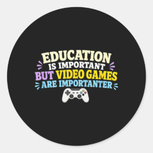 Schüler Gamer Videospiele Schule Gaming Humor Runder Aufkleber