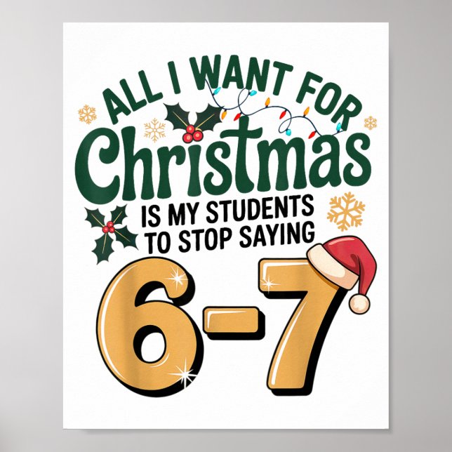 Schüler sagen 6-7 67 Sechs Sieben Lustiger Lehrer  Poster (Vorne)