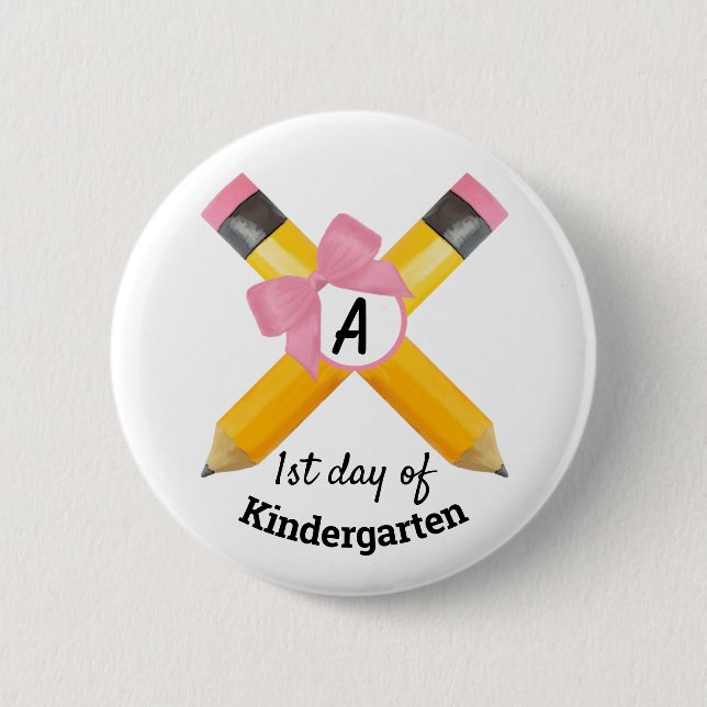Schülerstifte Erster Tag des Kindergartenmonogramm Button (Vorderseite)