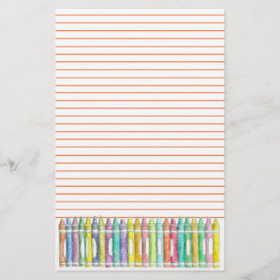 Schulfarbe Crayon Lehrer Orange Lined Briefpapier