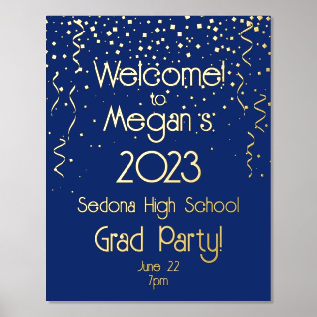 Schulfarbe und Gold oder Silver Foil Grad Party Foliendrucke (Vorderseite)