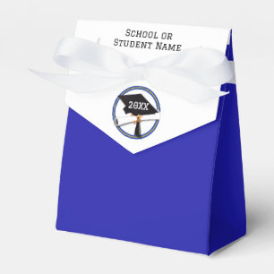 Schulfarben Blue & Gold Grad Cap mit Diplom Geschenkschachtel