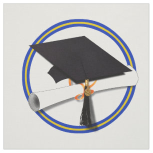 Schulfarben Blue & Gold Grad Cap mit Diplom Stoff
