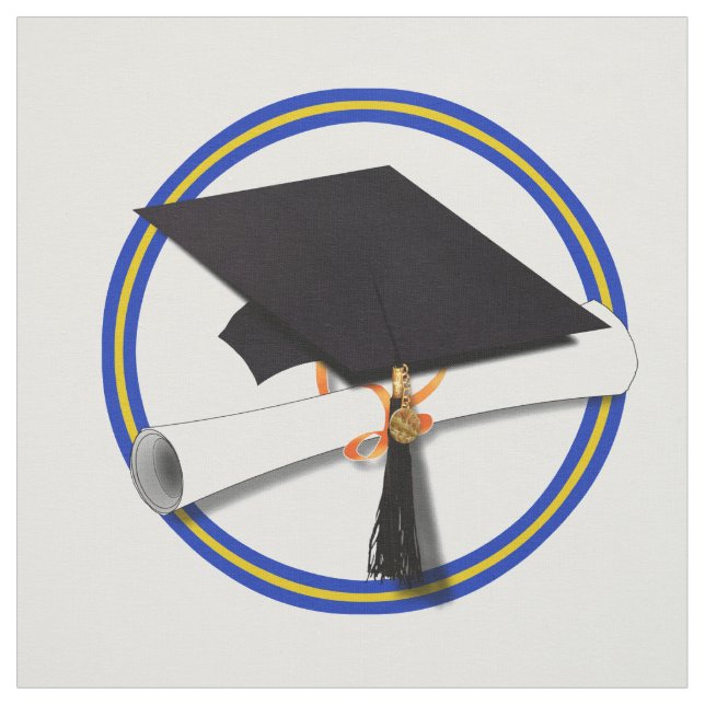 Schulfarben Blue & Gold Grad Cap mit Diplom Stoff (Muster)