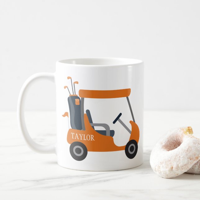Schulfarben - Burnt Orange Golf Cart Kaffeetasse (Mit Donut)