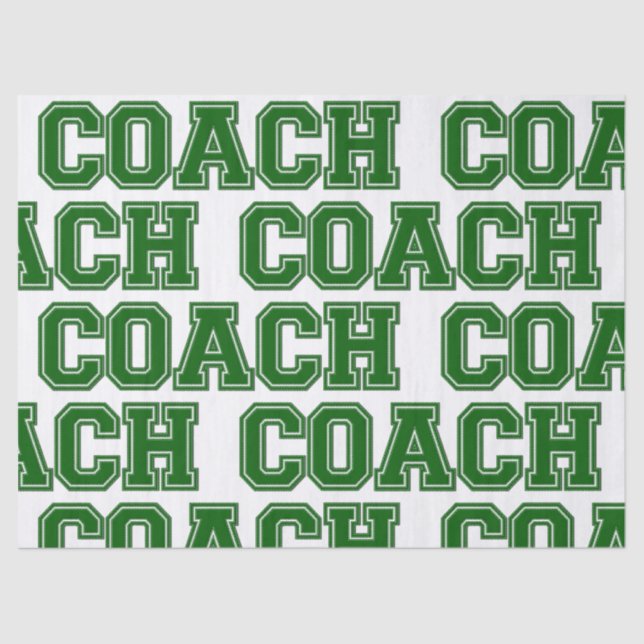 Schulfarben COACH Varsity Letters - Green-White Seidenpapier (Vorderseite)