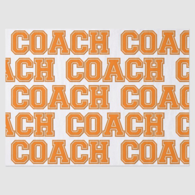 Schulfarben COACH Varsity Letters-Orange-White Seidenpapier (Vorderseite)