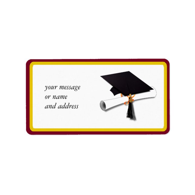 Schulfarben Gold und Rot für den Absolvent Adressaufkleber (Vorne)
