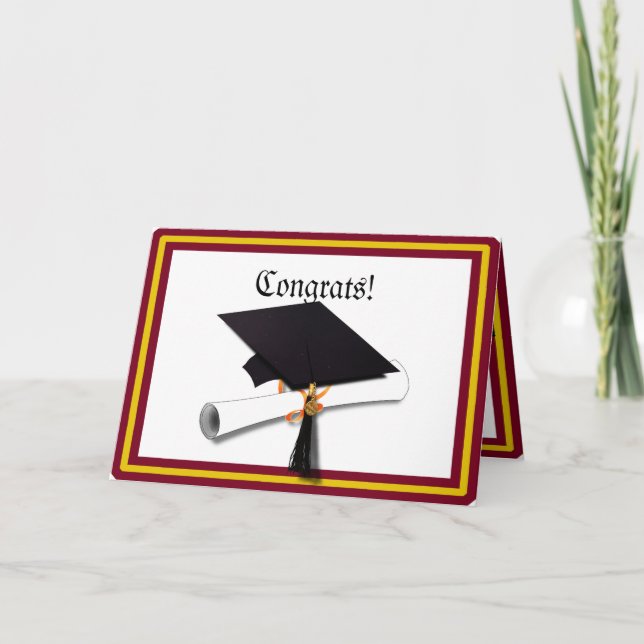 Schulfarben Gold und Rot für den Absolvent Karte (Vorderseite)