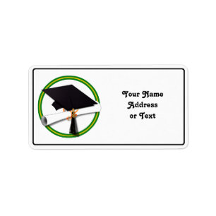 Schulfarben Green & Gold Grad Cap mit Diplom Adressaufkleber