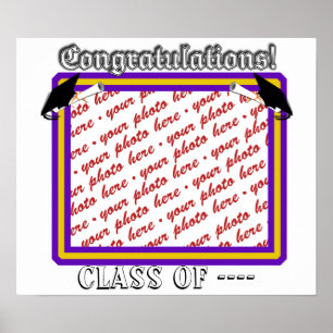 Schulfarben Lila- und Gold-Abschluss-Rahmen Poster