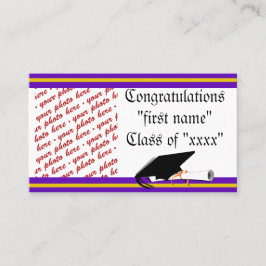 Schulfarben Lila- und Gold-Abschluss-Rahmen Telefonnummerkarte