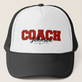 Schulfarben Personalisierter Coach Red und Gold Truckerkappe
