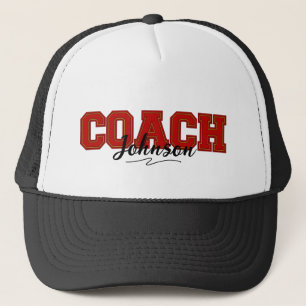 Schulfarben Personalisierter Coach Red und Gold Truckerkappe