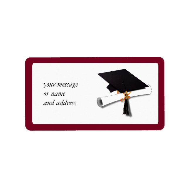 Schulfarben rot für den Absolventen Adressaufkleber (Vorne)