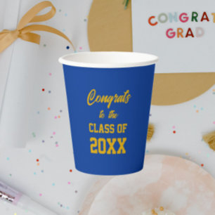 Schulfarben Royal Blau und Gold Abschlussfeier Pappbecher