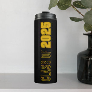 Schulfarben Schwarz und Gold Abschlussjahr Thermosbecher