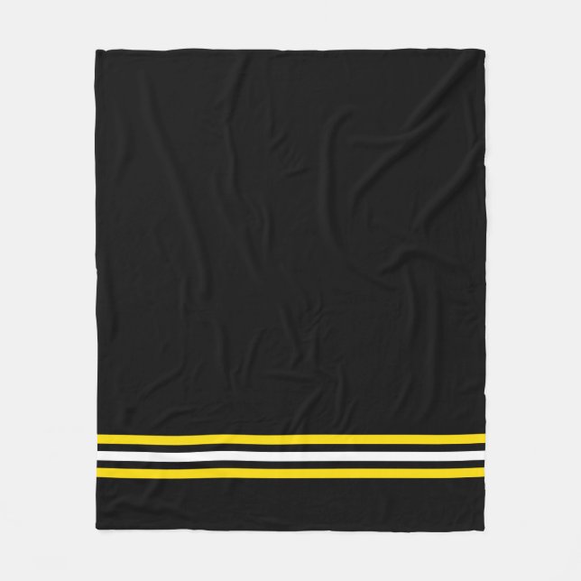Schulfarben Schwarz-weiß Gelb Fleecedecke (Vorderseite)