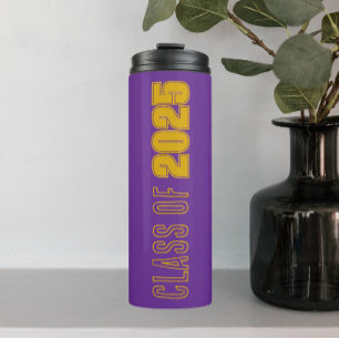 Schulfarben Violett und Gold Abschlussjahr Thermosbecher