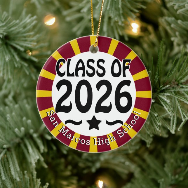 Schulfarbenklasse des Fotos 2026 Keramik Ornament (Baum)