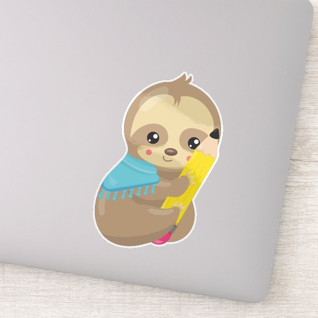 Schulfaultier, Niedliches Faultier, Babyschläger,  Aufkleber (Detail)