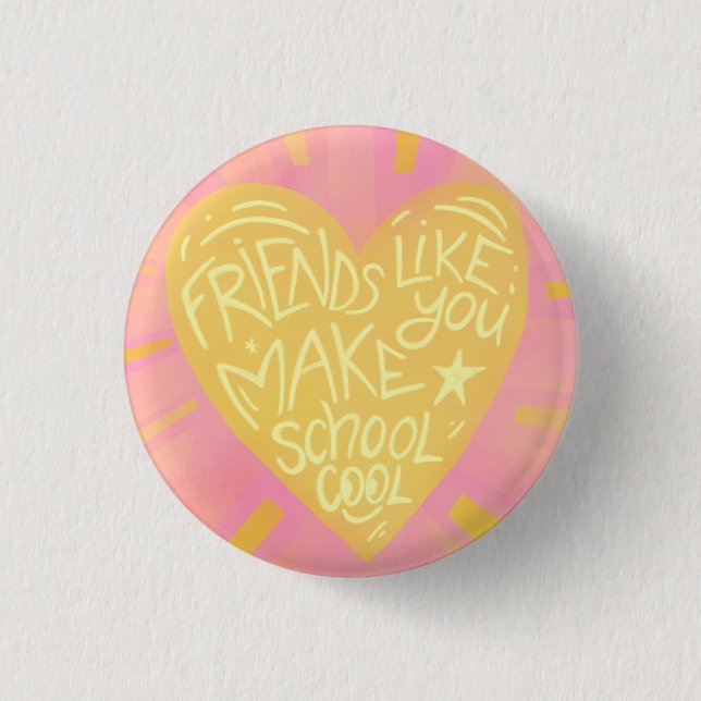 Schulfreunde Klassenzimmer Valentinstag  Button (Vorderseite)
