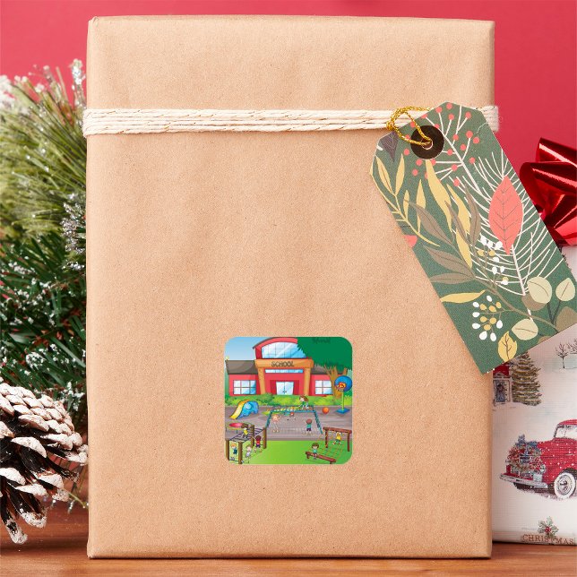 Schulgelände Quadratischer Aufkleber (Von Creator hochgeladen)