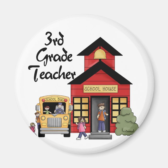 Schulhaus 3. Klasse Lehrer Tshirts und Geschenke Magnet (Vorne)