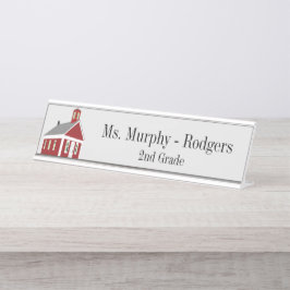 Schulhaus Grüne Lehrerin Schreibtisch Hängewand de Schreibtischnamensplakette