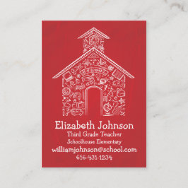 Schulhaus-Lehrer-Visitenkarte ROT Visitenkarte